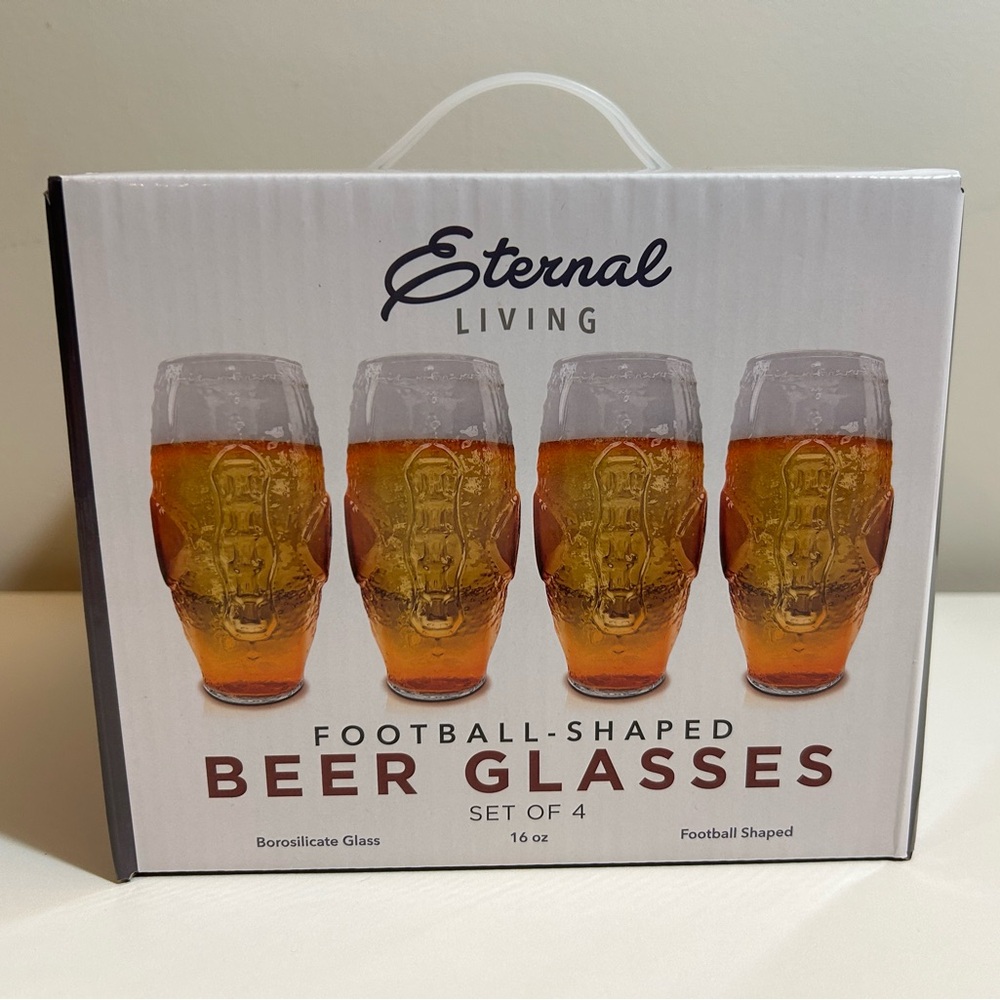 Football-Shaped Beer Glasses Set - Clear